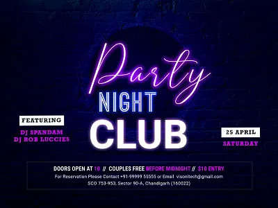 Night Club Banner Design banner branding design illustration music night party photoshop typography