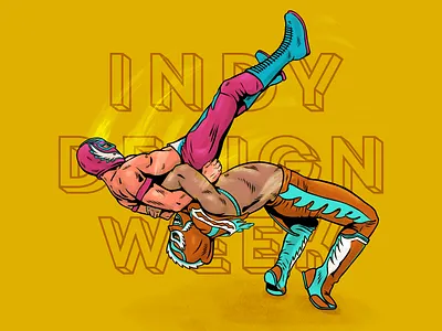 IDW Submission action illustration indydesignweek luchador procreate wrestling