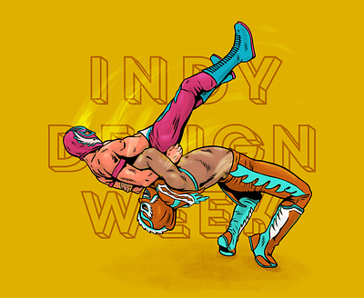 IDW Submission action illustration indydesignweek luchador procreate wrestling