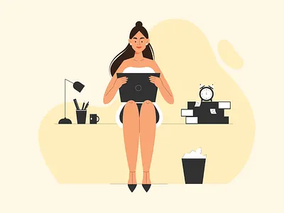 Office Time 2d affinitydesigner afftereffects art characterdesign color dailyui gif illustration people vector website