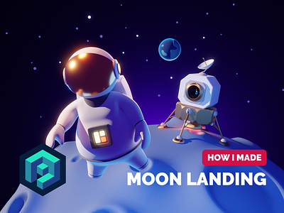 Moon Landing Tutorial 3d 3d character 3d character modeling astronaut blender cartoon character illustration moon moon landing render space