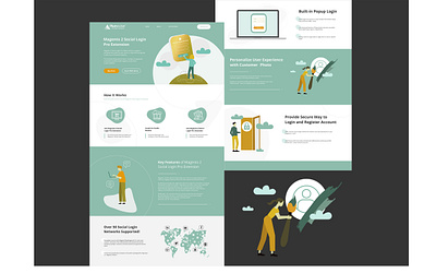 Landing for Magento (test) design flat illustration minimal ui vector web website