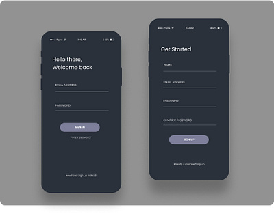 Dark Theme Signup/Login screen app design product design ui ux