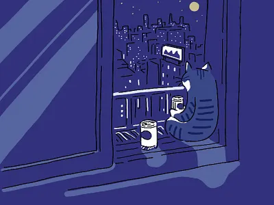 lonely cat illustration animation background branding design icon illustration vector web