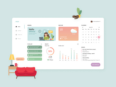 Daily Planner - Dashboard clean creativetribe dashboad design khoianh minimal pastel ui uidesign