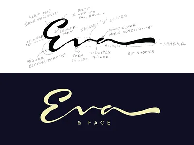 Eva&Face beauty branding calligraphy custom elegant fashion flow goodtype handtype handwritten handwritten logo lettering logo logolearn logotype makeup process script typography unique