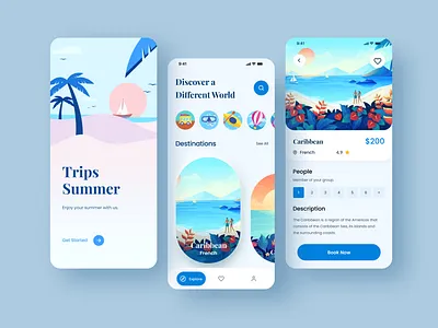 Travel app mobile ui adventure animation app best shot clean design icon illustration ios mobile app design summer camp tracking app travel app travel guide typography ui ui design ux ux design website design