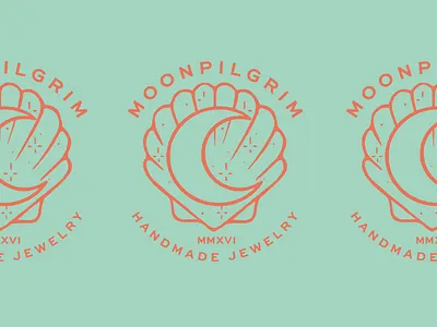 Moonpilgrim 01 brand brand identity branding illustration jewelry lettering lockup logo logotype moon shell stamp typography
