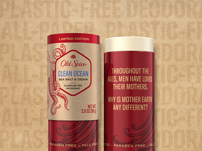 Old Spice - All-Paper, Plastic-Free Deodorant branding cardboard deodorant illustration package recycle sustainable typography