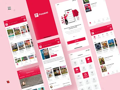 Pressloid App branding category icons clean concept design icon interface ios logo magazine typography ui ux vector youtube