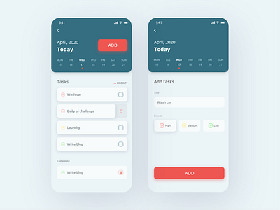 Simple To Do List adobe adobe xd app appdesign clean design list minimal minimalist mobile simple task teal todoist ui uidesign ux uxdesign white