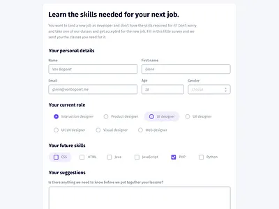 Survey form form free code camp gray interface design purple survey