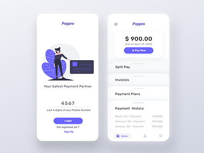 Pay Pro - Your Safest Wallet clean ui dashboard fintech app interaction login login page minimal mobile mobileapp payment phone verification ui uiux uxdesign wallet