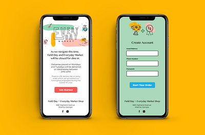 Field Day + Everyday Online Ordering App atlanta branding colors local business order pastel restaurant signup page ui