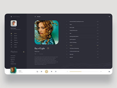 Web Music Player clean daily 100 challenge dailyui dailyui 009 dark mode dark ui desktop elegant flat luxury madonna music player playback ui ux web