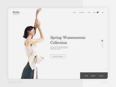 Birdie - Landing Page clean dailyui dailyuichallenge design ecommerce fashion home landing page landing page design main page model shop sketchapp store ui ux web design webdesign website womenwear