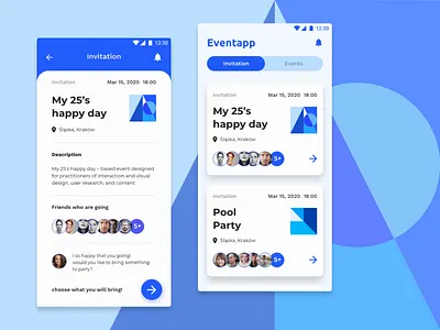 Event app adobexd blue dailyui geometry illustration ui ux