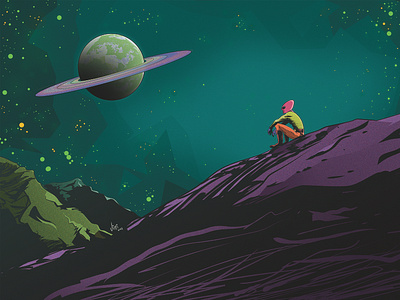 Lost (The Alien) alien digitalart future illustration lost mountains outerspace planet sci fi scifi space