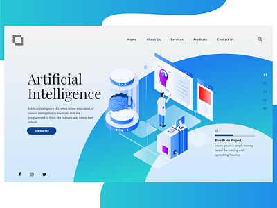 Artificial Intelligence artificial intelligence design gradient illustration landing page landing page design ui ux vector visual design web website design