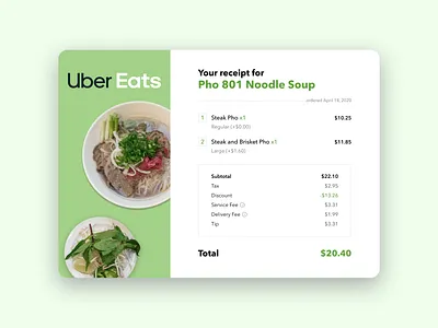 Daily UI 017—Email Receipt daily daily 017 daily ui daily ui 017 dailyui dailyuichallenge design email receipt figma interface receipt uber eats ui ui design web web design