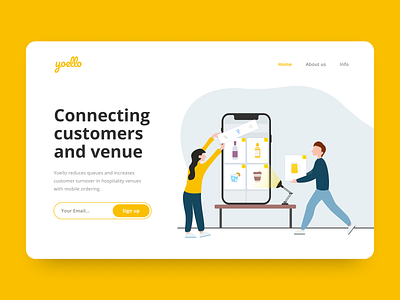 Hello, Dribbblers 👋 design homepage illustration landing orange page people ui ux web