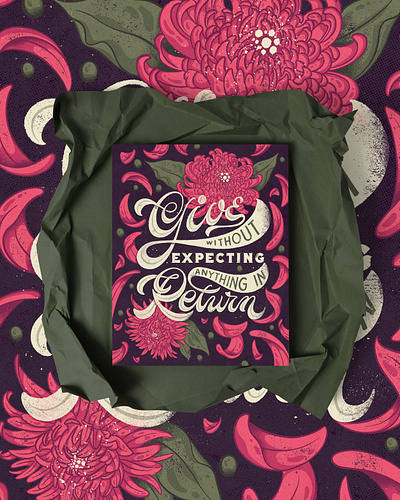 give without expecting anything in return floral floral illustration floral illustrations flower flower illustration handlettering illustration lettering lettering artist letters procreate retro retro design typography