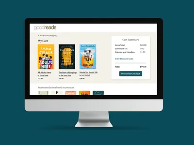 Goodreads Cart and Checkout Page books cart checkout colors design goodreads