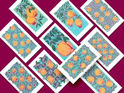 Plants Tarot | WIP botanical botanical art botanical illustration card deck digital illustration digital painting illustration plants playing cards pomegranate procreate procreate app tarot tarot card tarot deck wip work in progress