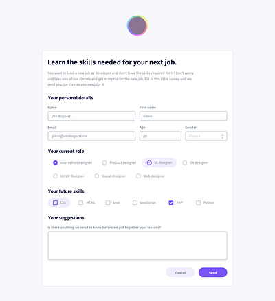 Free Code Camp form free code camp gray grey interface interfacedesign purple survey