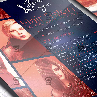 Hair Dresser - Flyer PSD Template style hair