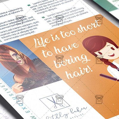 Hair Salon - Flyer PSD Template beaty salon flyer ideas hair dresser flyer hair stylist poster style hair