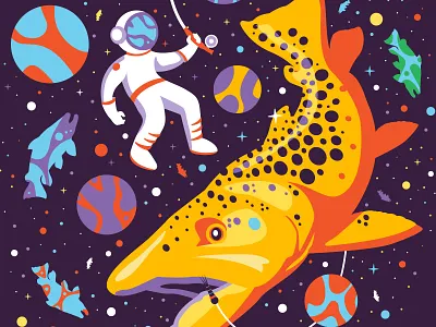 Trouterspace design fish fishing illustration trout vector