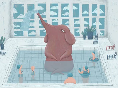 At the swimming pool book illustration children book illustration childrens illustration digital art digital drawing digital illustration digital painting elephant happy art illustration kidlitart kidlitartist kids illustration photoshop swimming pool swimmingpool