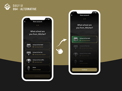 [Alternative] Select User Type | #dailyui 064 app dailyui design game interface mobile the witcher ui ux