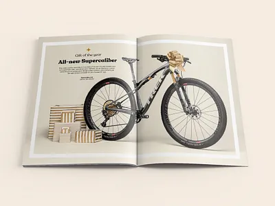 Gift of the year bikes bow branding design gift gold holiday mountain bike mtb presents supercaliber trek typography