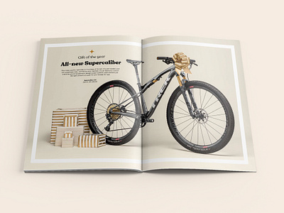 Gift of the year bikes bow branding design gift gold holiday mountain bike mtb presents supercaliber trek typography