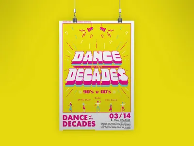 Dance of the Decades Event branding design flat illustration vector