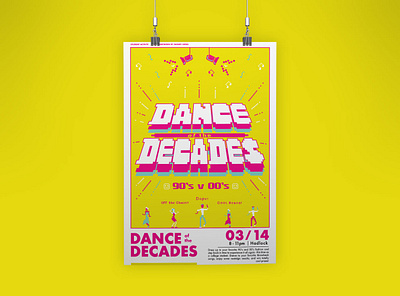 Dance of the Decades Event branding design flat illustration vector