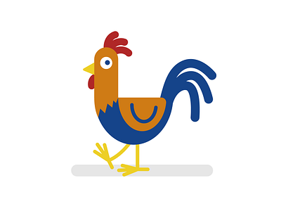 Rooster cartoon flat illustration