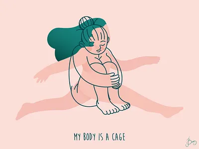 My Body is a Cage adobe illustrator adobeillustrator alone body character design digital illustration freedom girl illustration pink stay home stayhome vector vector art