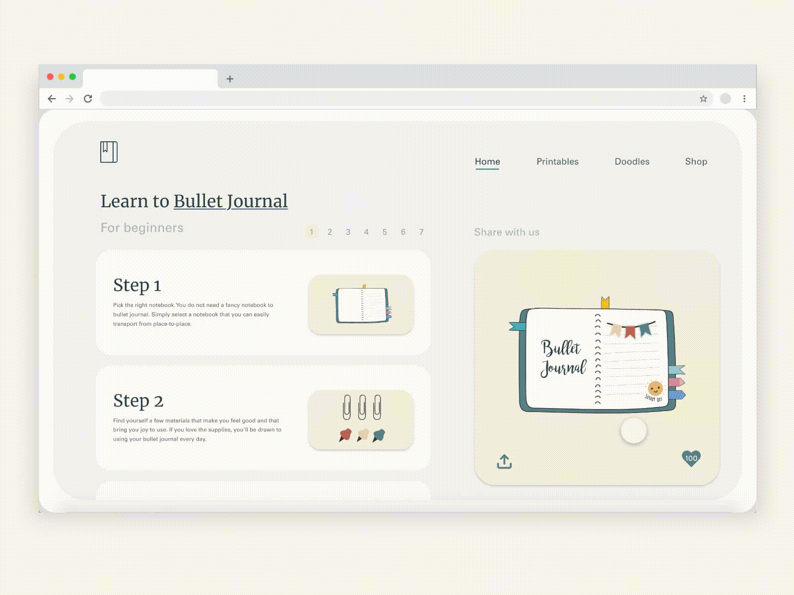 BulletJournal animation app design minimal ui ux web