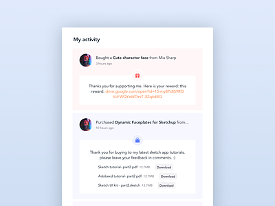 My activity 🎗 activity activity feed design feed report timeline typography ui ux