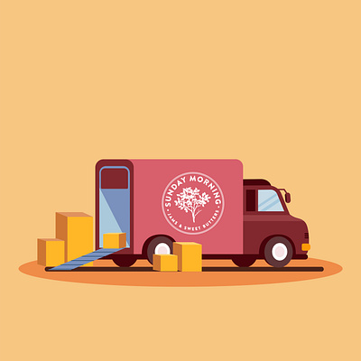 Branded Truck for Sunday Morning. brand design flat illustration illustration design illustrations illustrator sunday morning track vector vector art