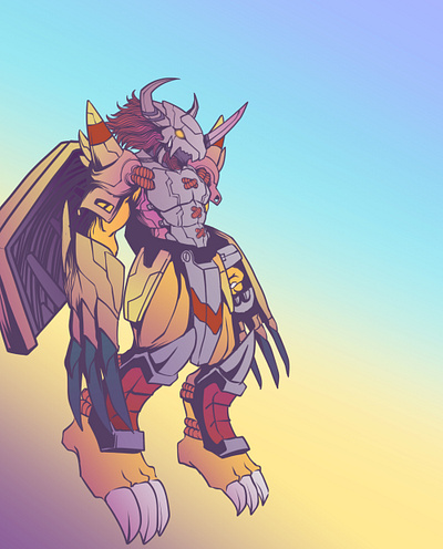 war greymon anime characterdesign digimon illustration