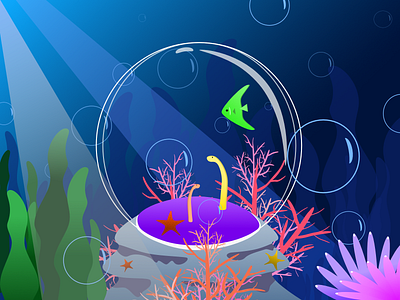 Under the Sea affinity designer blue clean coral digital art fish flat game art gradient hero illustration illustration art ocean sea swimming under the sea underwater vector water