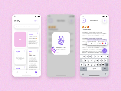 Diary App app diary interface mobile note notepad notes notes app read reader reading reading app text text app ui ux web write writer