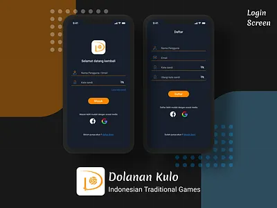 Doku (Dolanan Kulo) Login and Logup Screen challenges culture indonesia designer indonesian mobile app mobile app design mobile ui social app ui uidesign ux