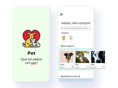 Adoção de Pet adoption android app android app design app app designe app exploration care app cat app colorful design dog app illustration minimal pet app pet caring app product design ui ux