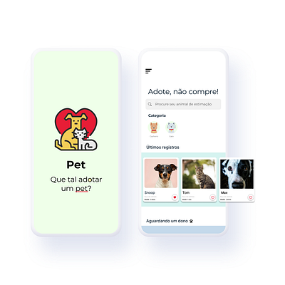 Adoção de Pet adoption android app android app design app app designe app exploration care app cat app colorful design dog app illustration minimal pet app pet caring app product design ui ux