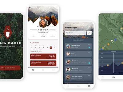TrailMagic Screens app design ui ux